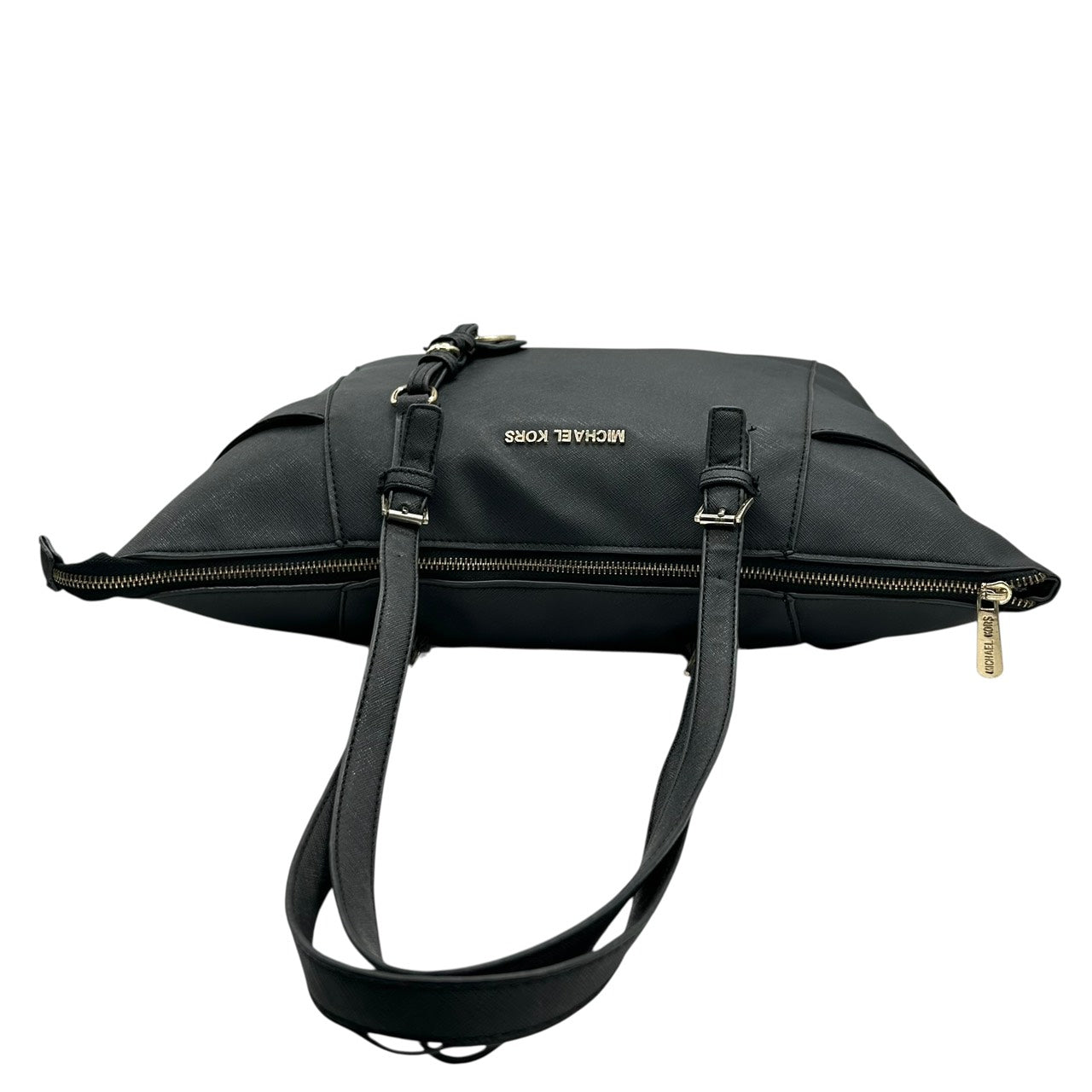 マイケルコース MICHAEL KORS サフィアーノレザー トートバッグ ショルダーバッグ 黒 ブラック ゴールド金具 MKロゴチャーム S65