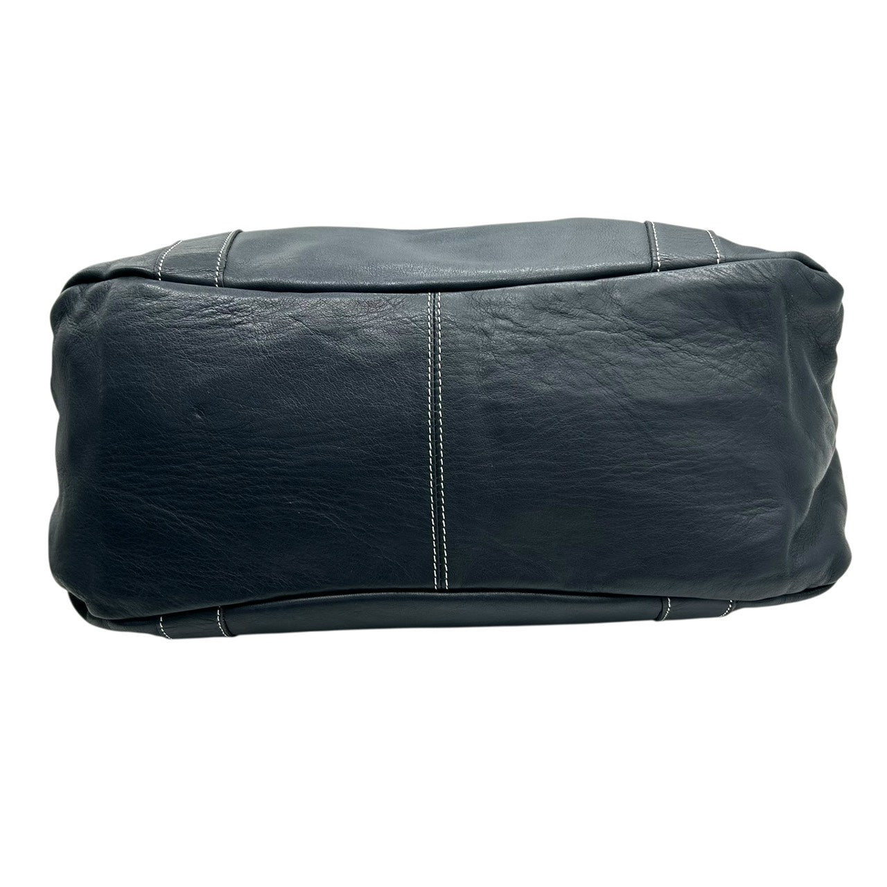 未使用級 キタムラ Kitamura レザー トートバッグ ショルダーバッグ 黒 ブラック ホワイトステッチ Kロゴ 型押し S65