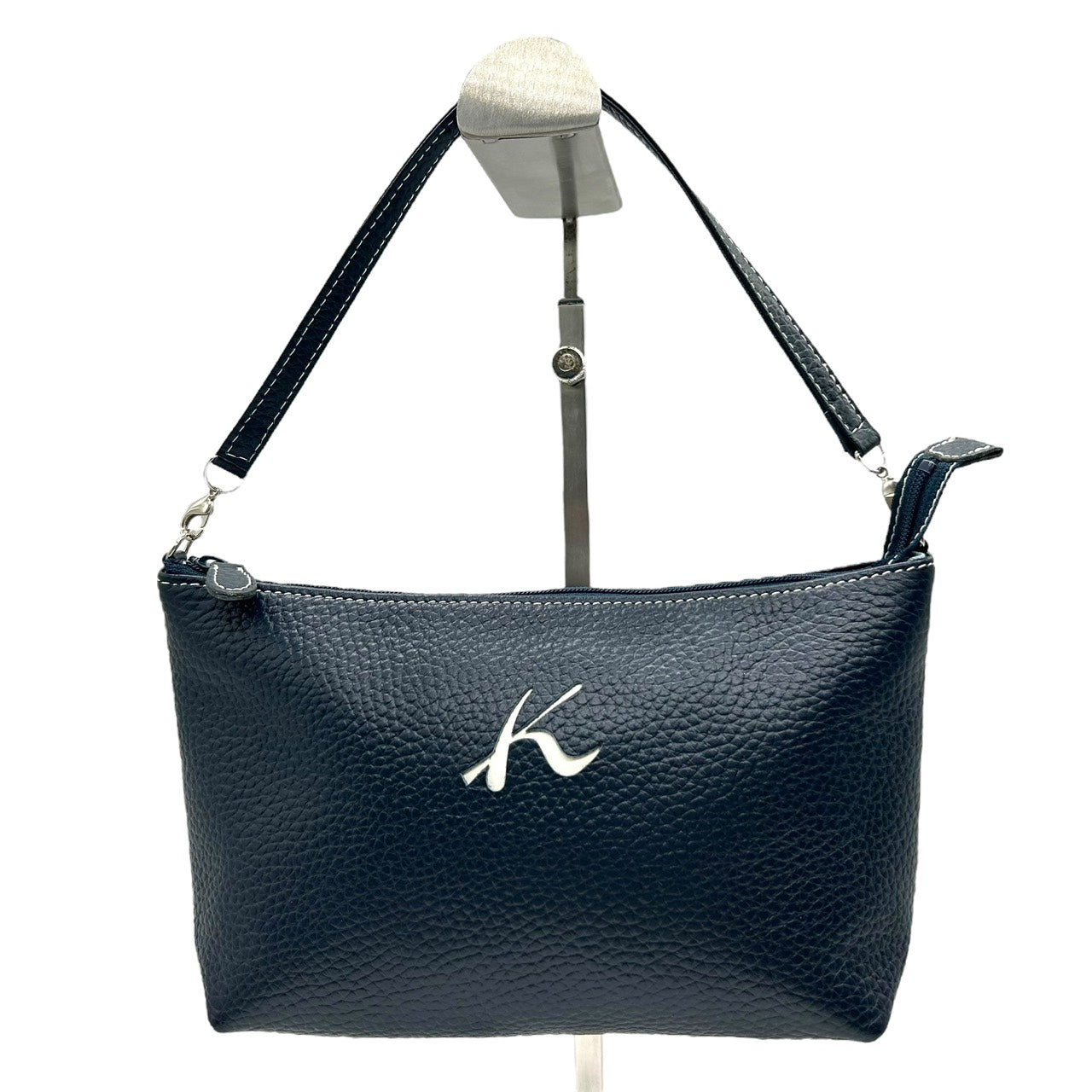 未使用級 キタムラ Kitamura レザー ショルダーバッグ ワンショルダー 黒 ブラック シルバー金具 Kロゴ S6