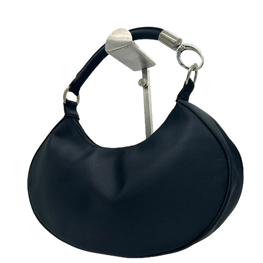 新品同様 ジョルジオアルマーニ GIORGIO ARMANI ホーボーバッグ ナイロン ワンショルダー ハンドバッグ 黒 ブラック シルバー金具 S55