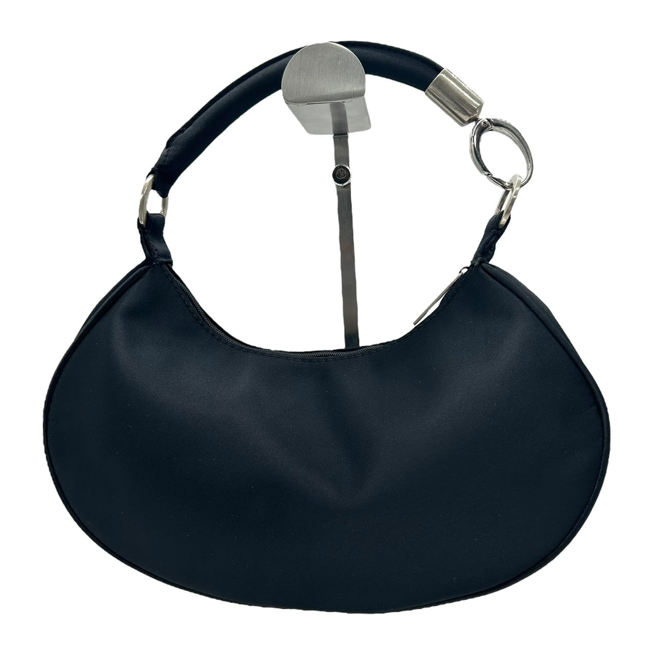 新品同様 ジョルジオアルマーニ GIORGIO ARMANI ホーボーバッグ ナイロン ワンショルダー ハンドバッグ 黒 ブラック シルバー金具 S55