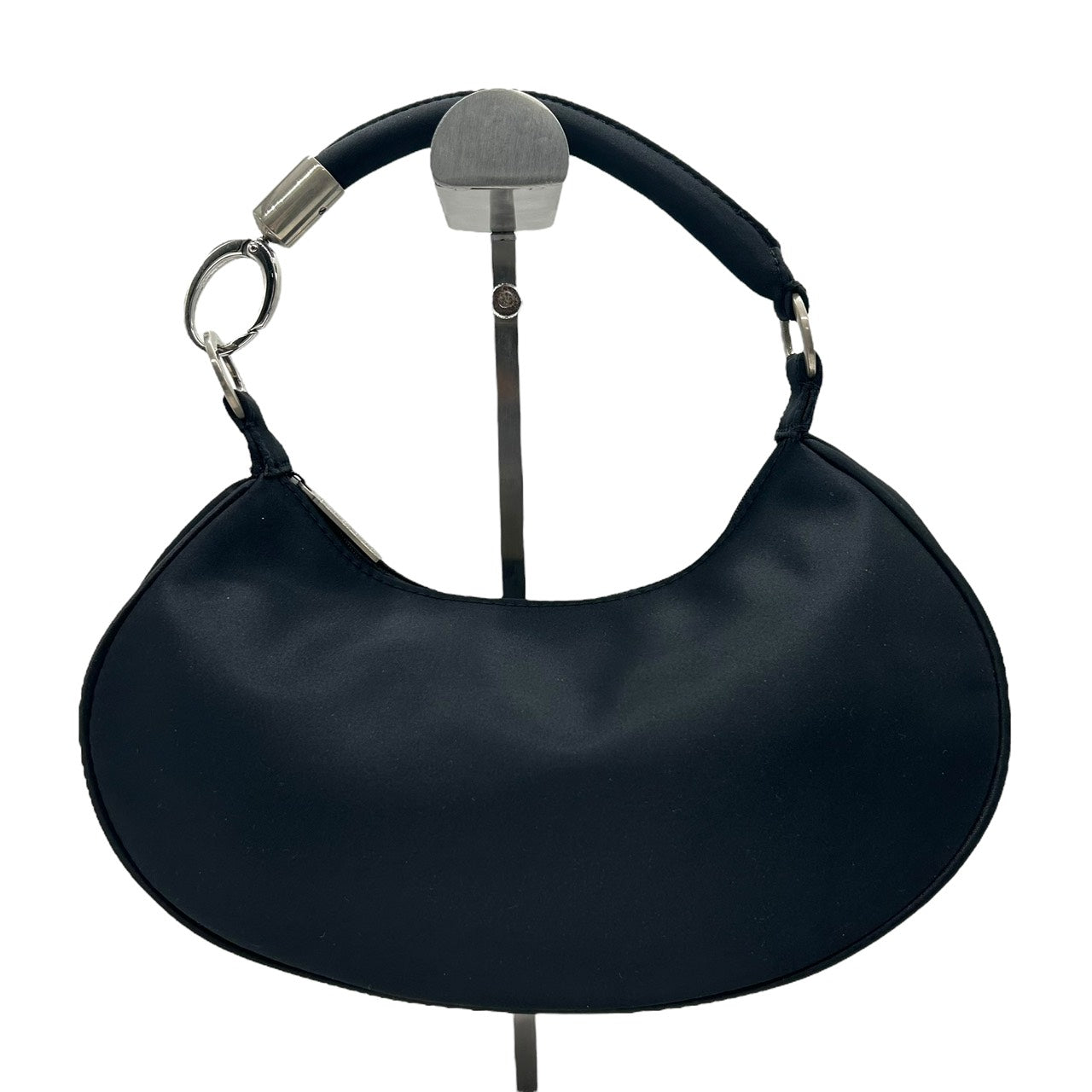 新品同様 ジョルジオアルマーニ GIORGIO ARMANI ホーボーバッグ ナイロン ワンショルダー ハンドバッグ 黒 ブラック シルバー金具 S55