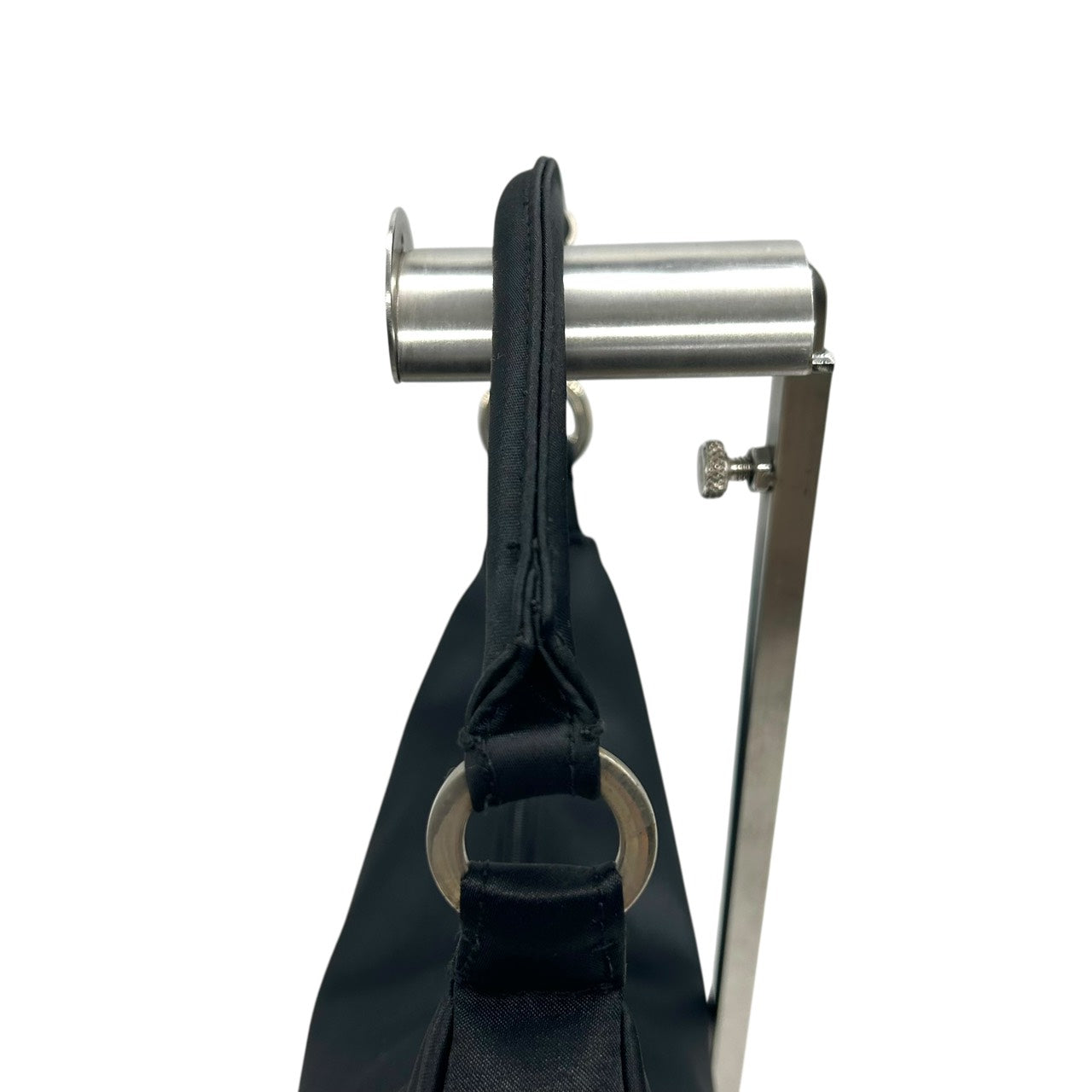 新品同様 ジョルジオアルマーニ GIORGIO ARMANI ホーボーバッグ ナイロン ワンショルダー ハンドバッグ 黒 ブラック シルバー金具 S55