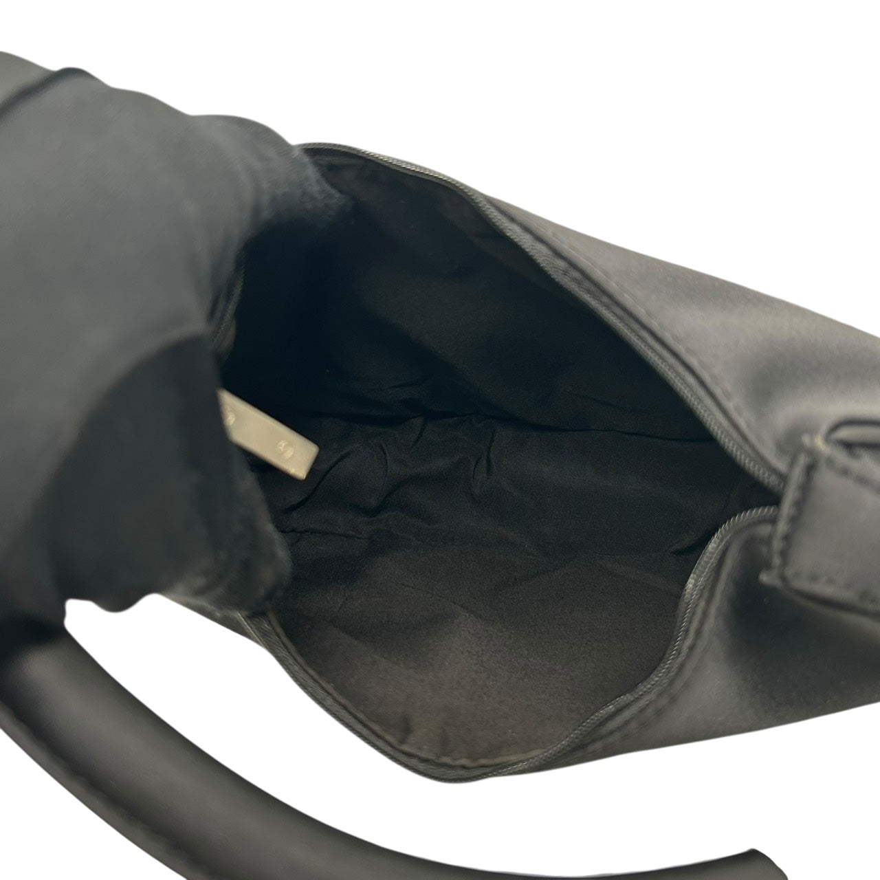 新品同様 ジョルジオアルマーニ GIORGIO ARMANI ホーボーバッグ ナイロン ワンショルダー ハンドバッグ 黒 ブラック シルバー金具 S55