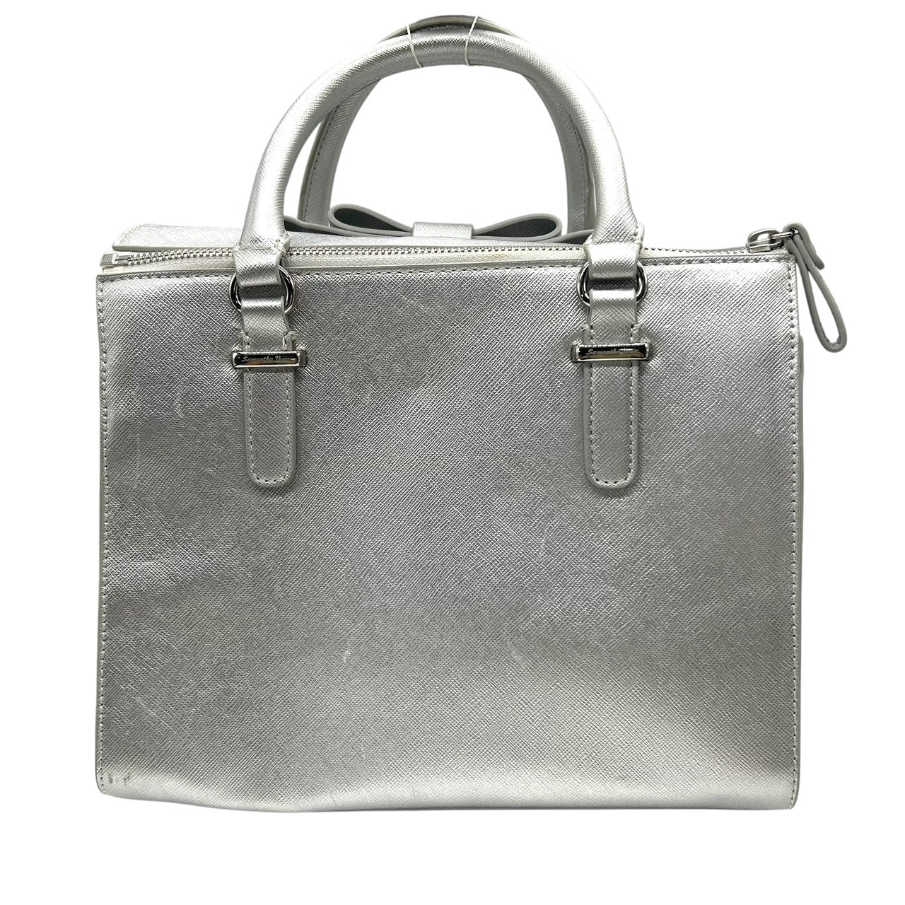 サマンサベガ Samantha Vega 2WAYバッグ ハンドバッグ ショルダーバッグ シルバー ファーチャーム付き 上品 E5