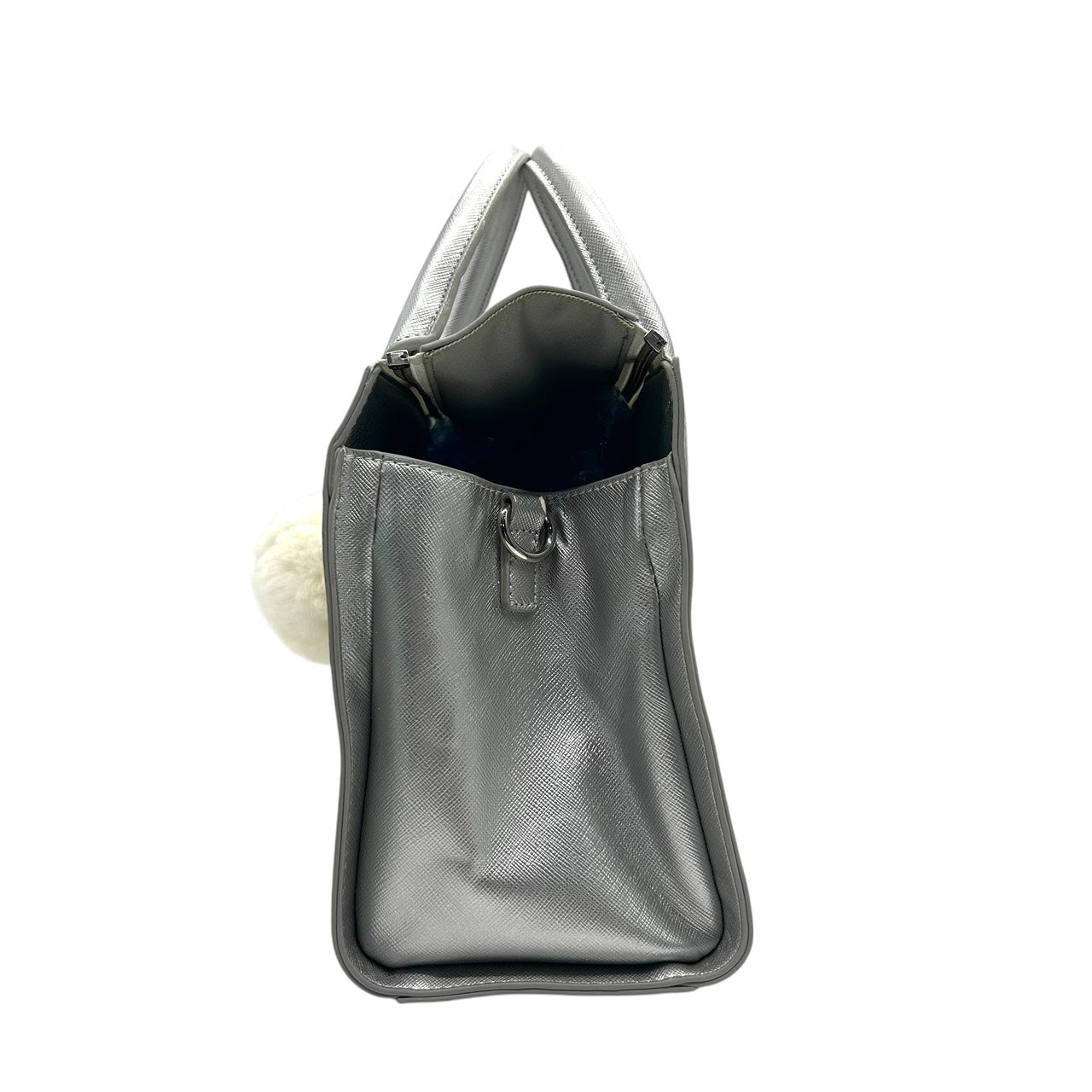 サマンサベガ Samantha Vega 2WAYバッグ ハンドバッグ ショルダーバッグ シルバー ファーチャーム付き 上品 E5