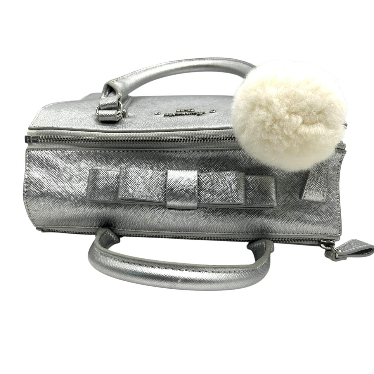 サマンサベガ Samantha Vega 2WAYバッグ ハンドバッグ ショルダーバッグ シルバー ファーチャーム付き 上品 E5