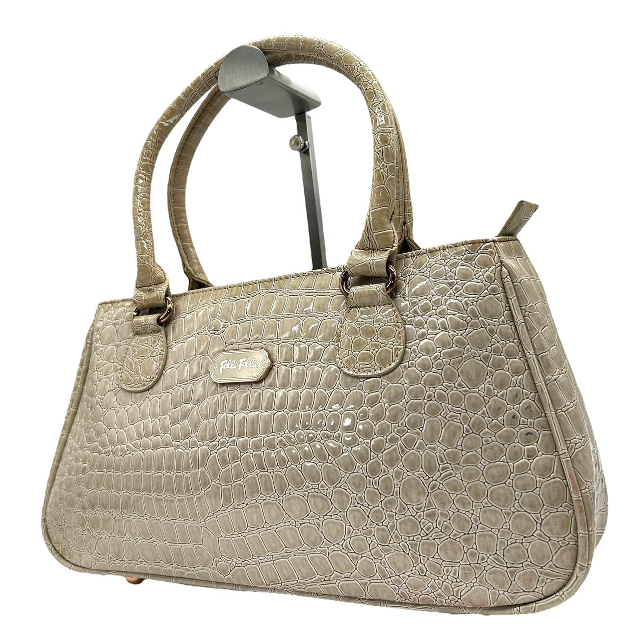 フォリフォリ Folli Follie ハンドバッグ トートバッグ 型押し ベージュ 上品 エレガント S55