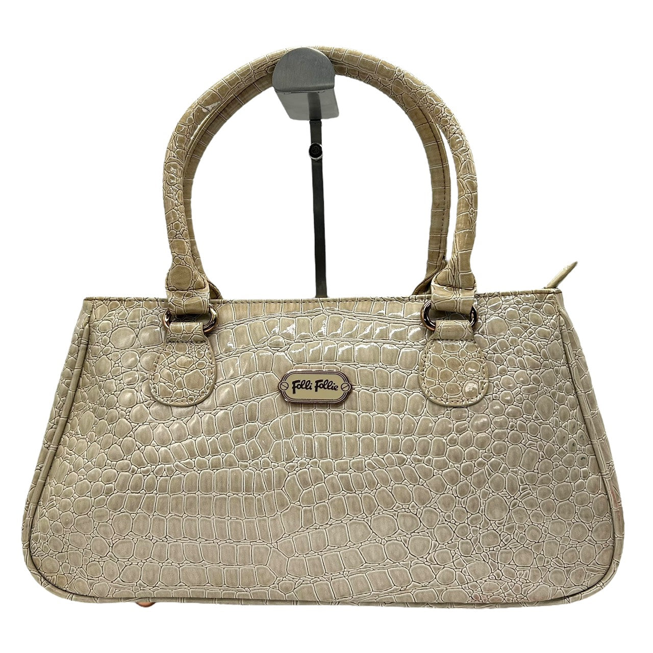 フォリフォリ Folli Follie ハンドバッグ トートバッグ 型押し ベージュ 上品 エレガント S55