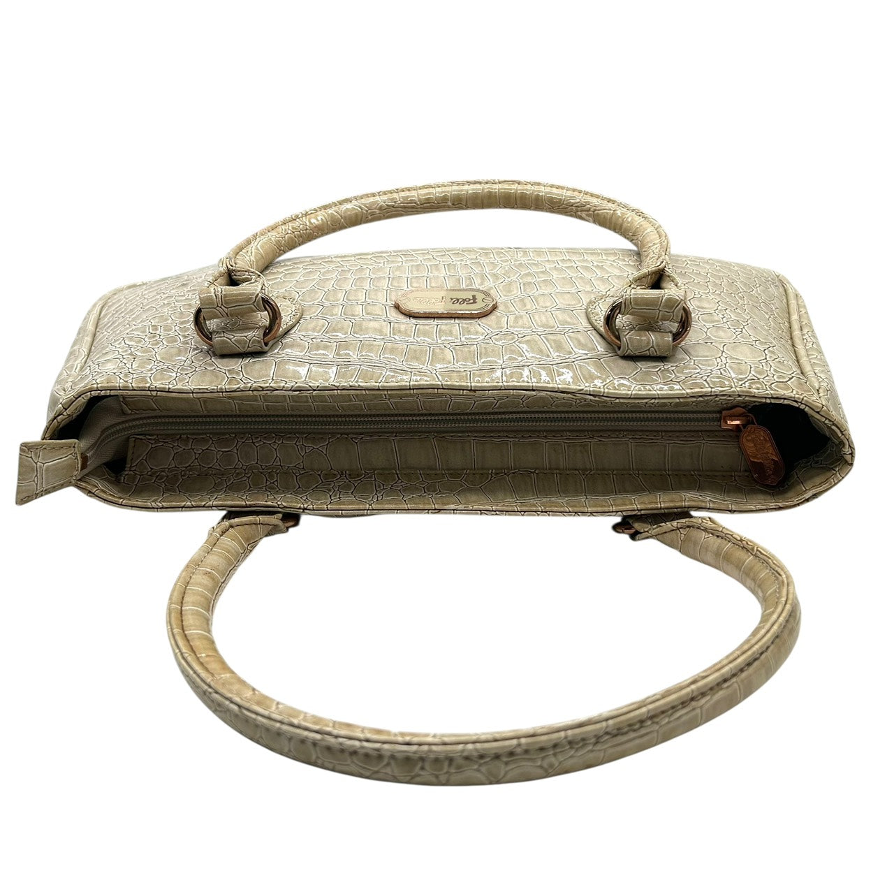 フォリフォリ Folli Follie ハンドバッグ トートバッグ 型押し ベージュ 上品 エレガント S55