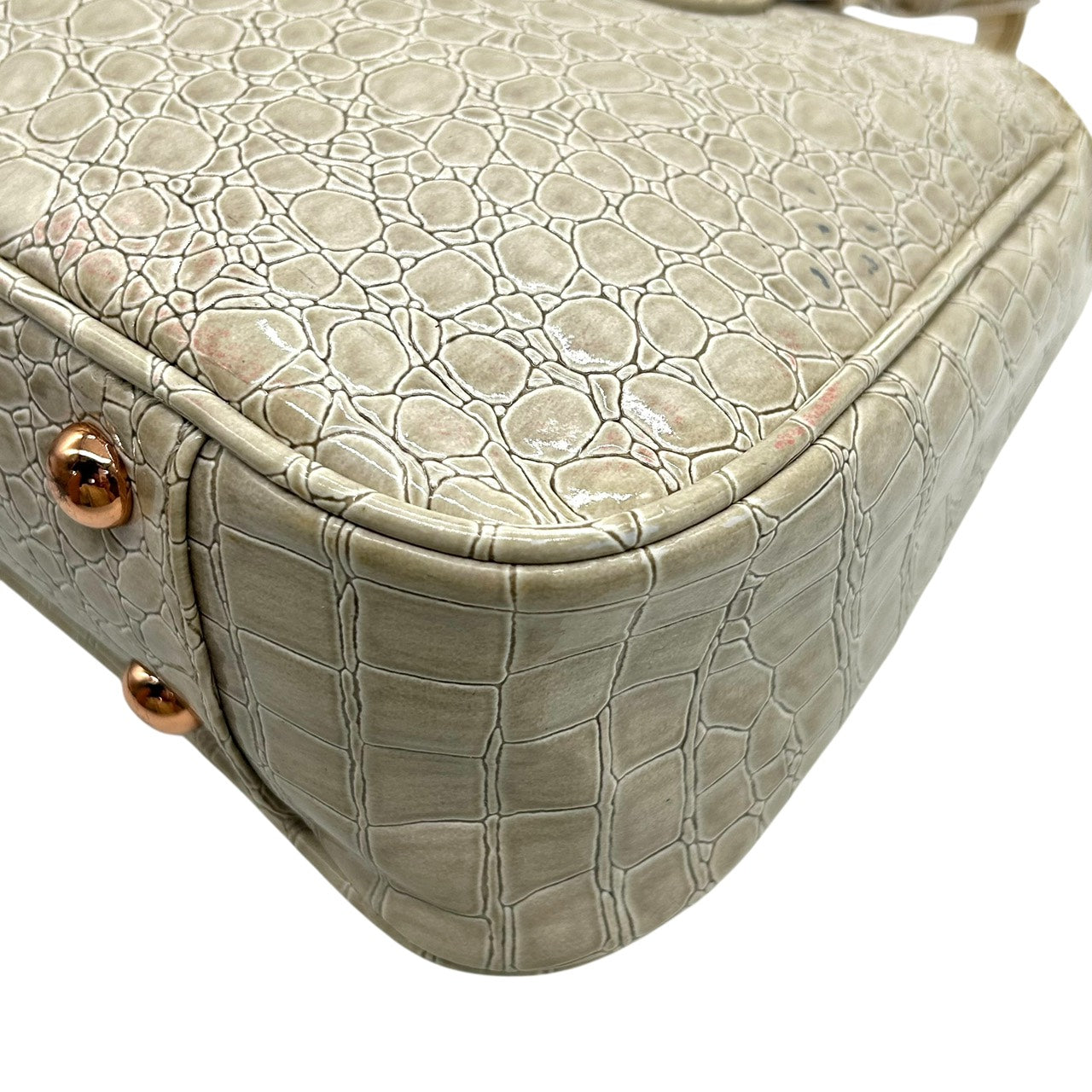 フォリフォリ Folli Follie ハンドバッグ トートバッグ 型押し ベージュ 上品 エレガント S55