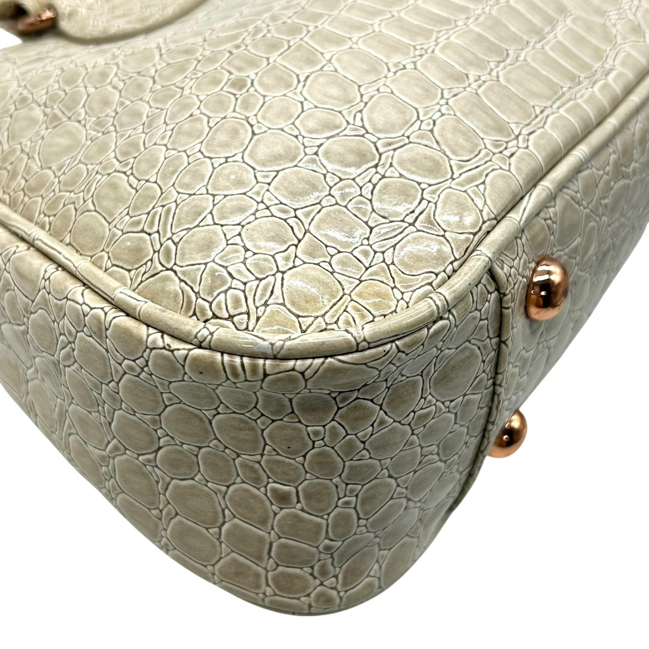 フォリフォリ Folli Follie ハンドバッグ トートバッグ 型押し ベージュ 上品 エレガント S55