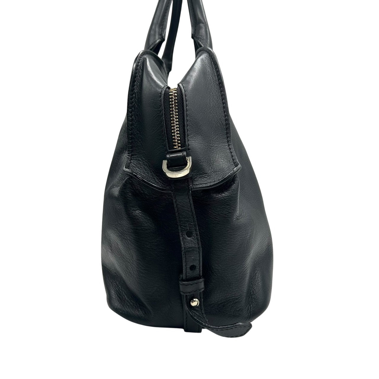 トラサルディ TRUSSARDI 2WAYバッグ ハンドバッグ ショルダーバッグ レザー 黒 ブラック ゴールド金具 上品 S55