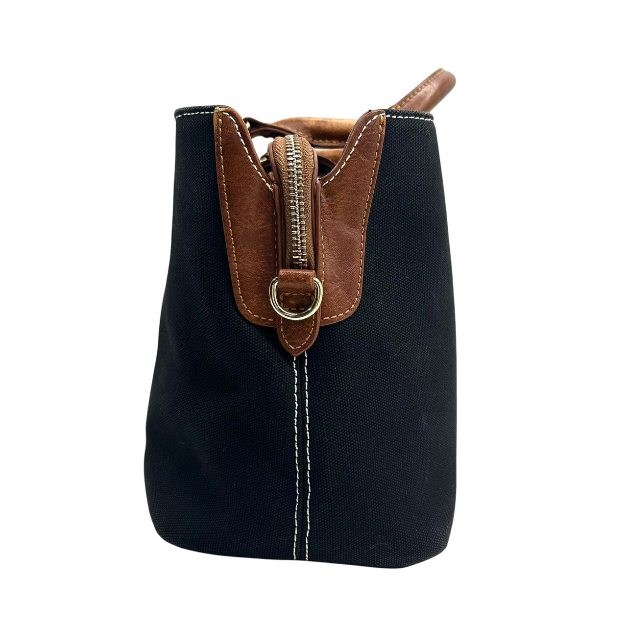 ポロラルフローレン Polo Ralph Lauren トートバッグ ハンドバッグ キャンバス×レザー 黒 ブラック 茶色 ブラウン ホースロゴ ポロ刺繍 S39