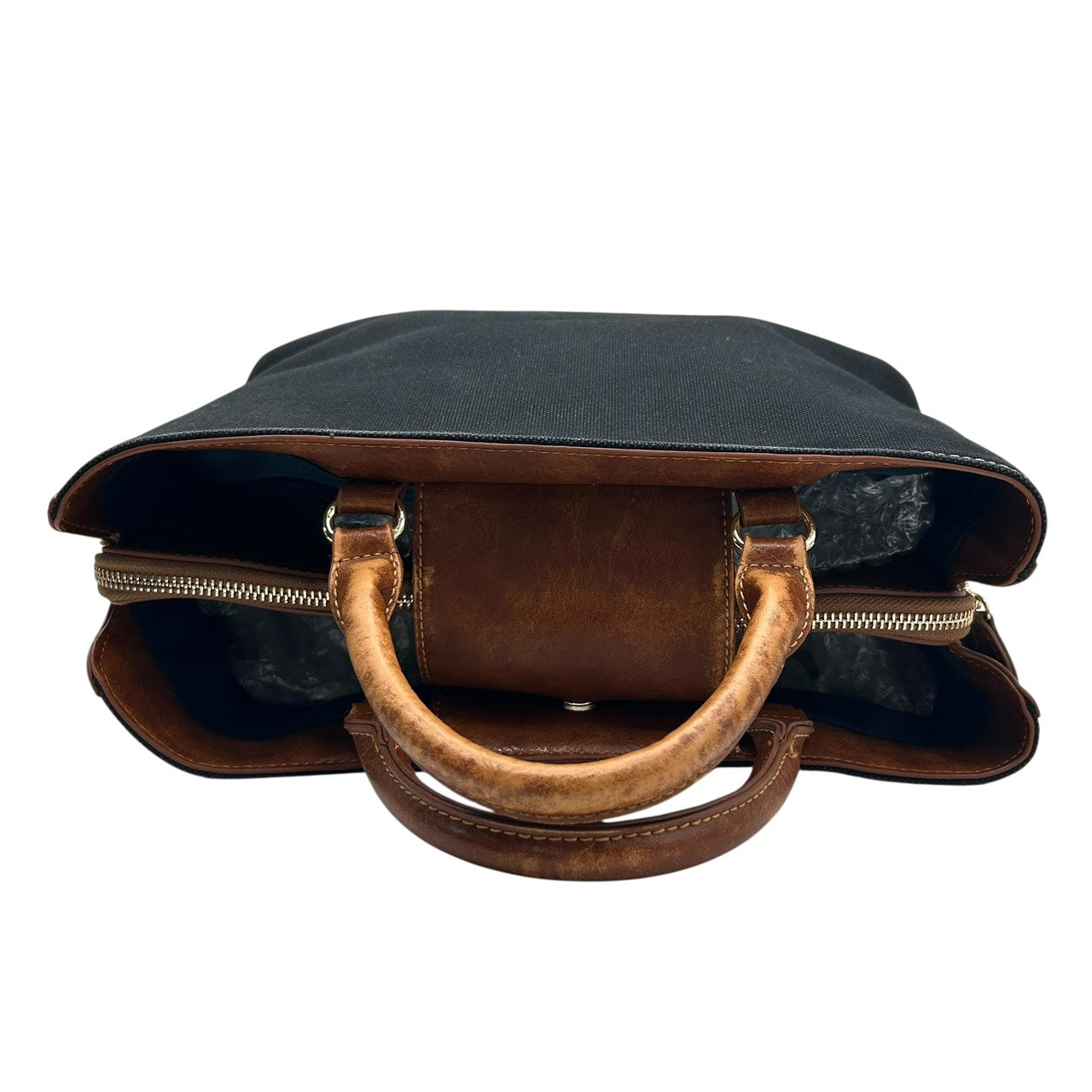 ポロラルフローレン Polo Ralph Lauren トートバッグ ハンドバッグ キャンバス×レザー 黒 ブラック 茶色 ブラウン ホースロゴ ポロ刺繍 S39