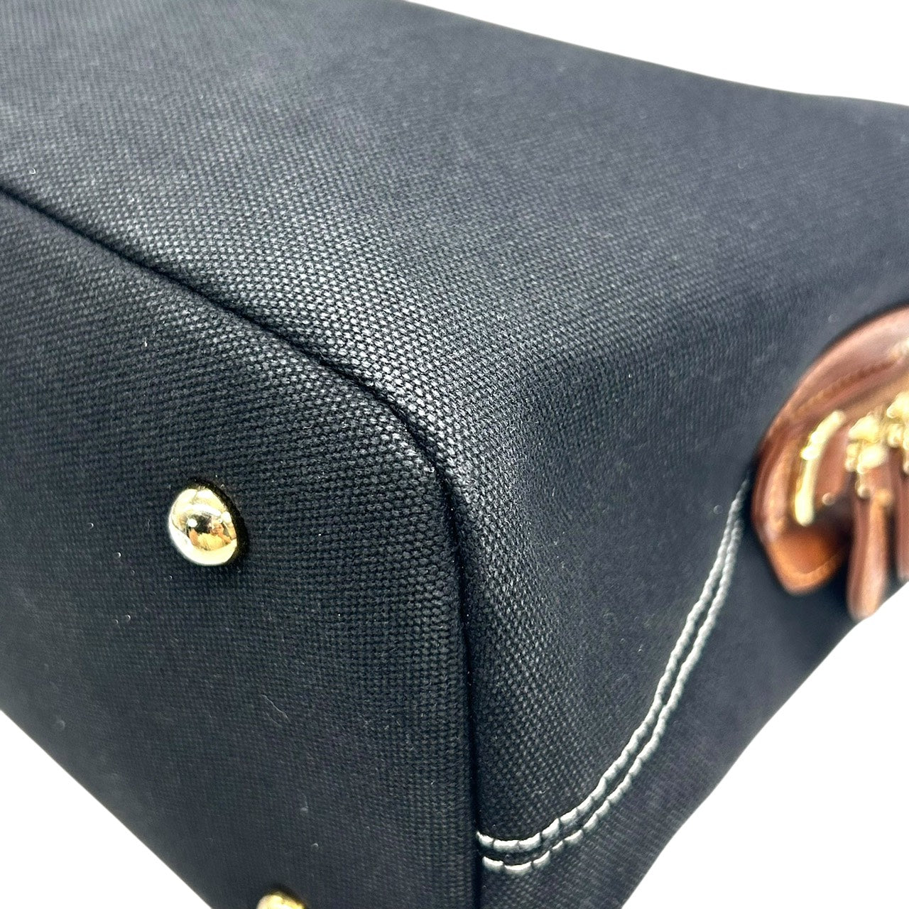 ポロラルフローレン Polo Ralph Lauren トートバッグ ハンドバッグ キャンバス×レザー 黒 ブラック 茶色 ブラウン ホースロゴ ポロ刺繍 S39