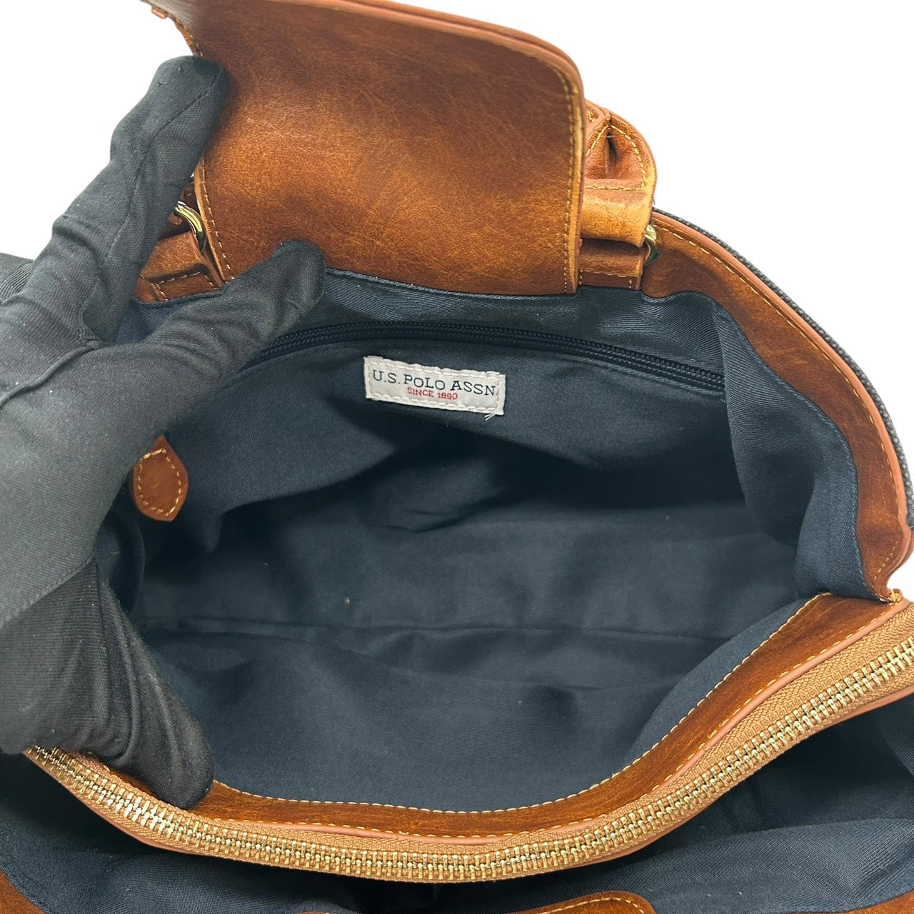 ポロラルフローレン Polo Ralph Lauren トートバッグ ハンドバッグ キャンバス×レザー 黒 ブラック 茶色 ブラウン ホースロゴ ポロ刺繍 S39