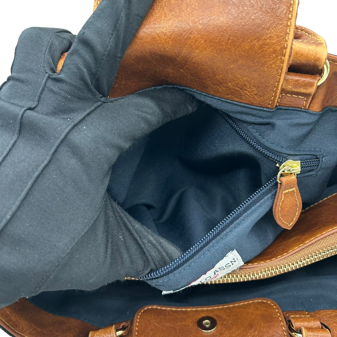 ポロラルフローレン Polo Ralph Lauren トートバッグ ハンドバッグ キャンバス×レザー 黒 ブラック 茶色 ブラウン ホースロゴ ポロ刺繍 S39