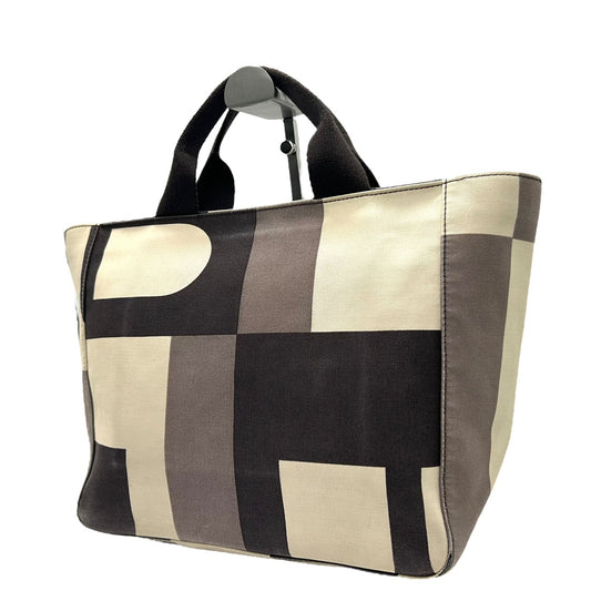 バリー BALLY トートバッグ ハンドバッグ キャンバス 幾何学柄 ベージュ 黒 ブラック 茶色 ブラウン シンプル 高級感 S71