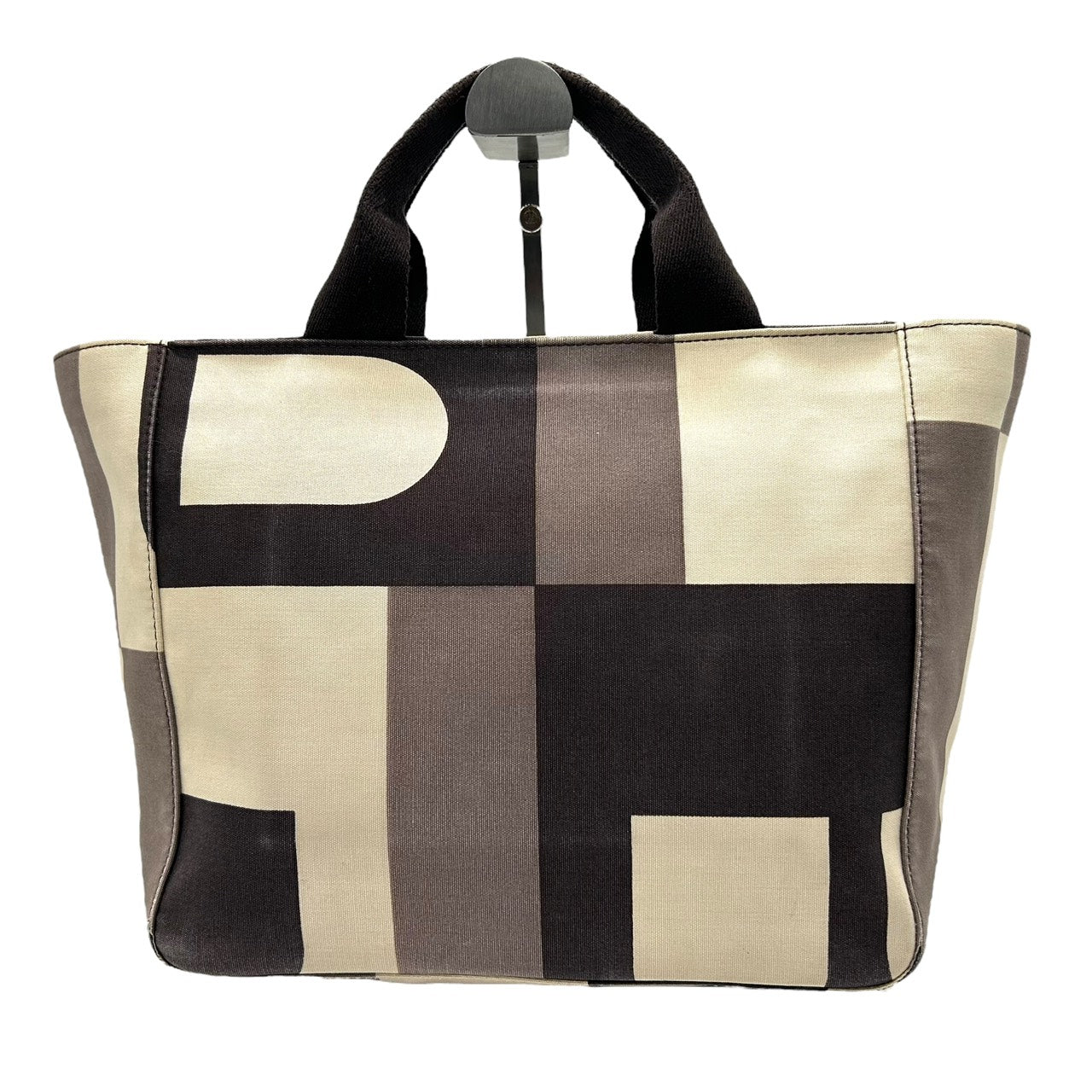 バリー BALLY トートバッグ ハンドバッグ キャンバス 幾何学柄 ベージュ 黒 ブラック 茶色 ブラウン シンプル 高級感 S71