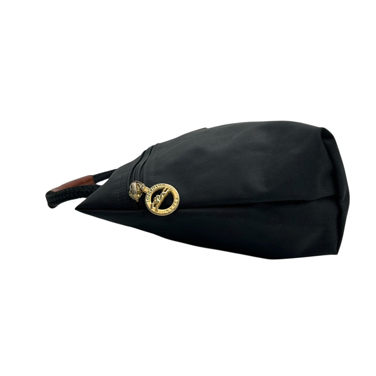 美品 ロンシャン Longchamp ナイロン×レザー ハンドバッグ トートバッグ 黒 ブラック 茶色 ブラウン 軽量 収納力 S71