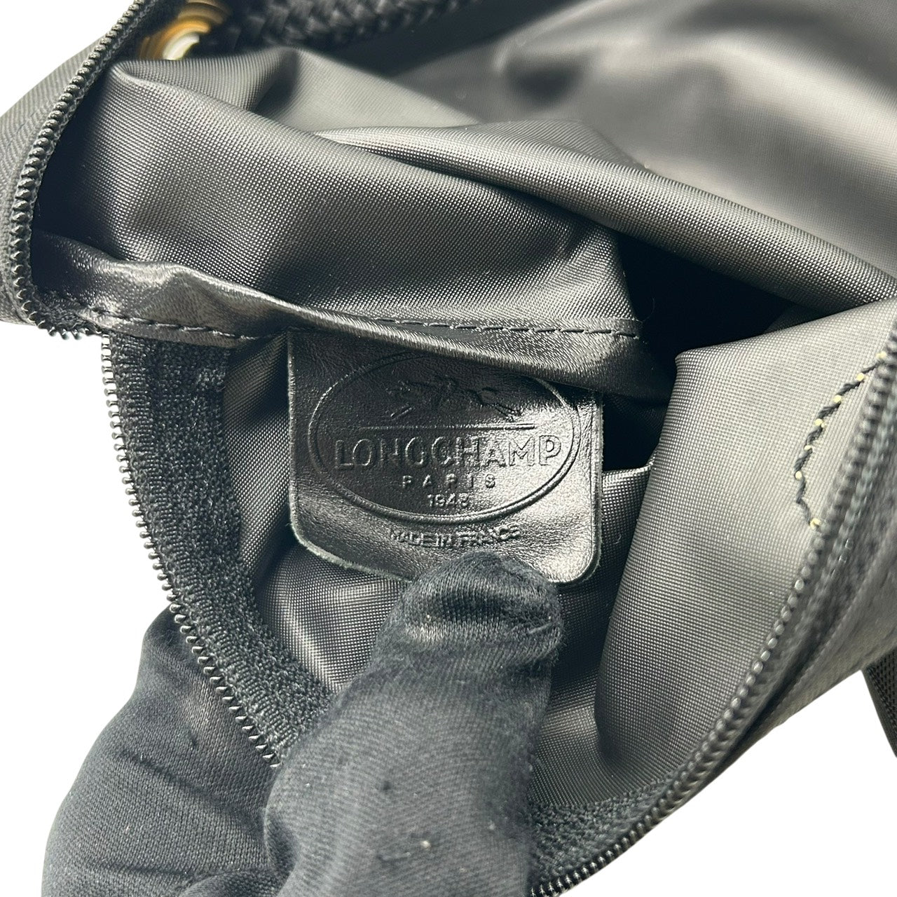 美品 ロンシャン Longchamp ナイロン×レザー ハンドバッグ トートバッグ 黒 ブラック 茶色 ブラウン 軽量 収納力 S71