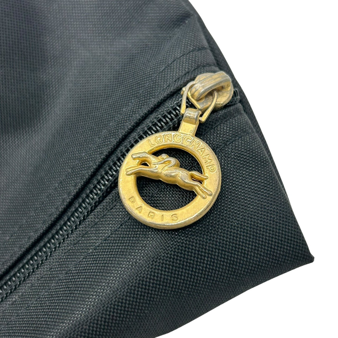 美品 ロンシャン Longchamp ナイロン×レザー ハンドバッグ トートバッグ 黒 ブラック 茶色 ブラウン 軽量 収納力 S71