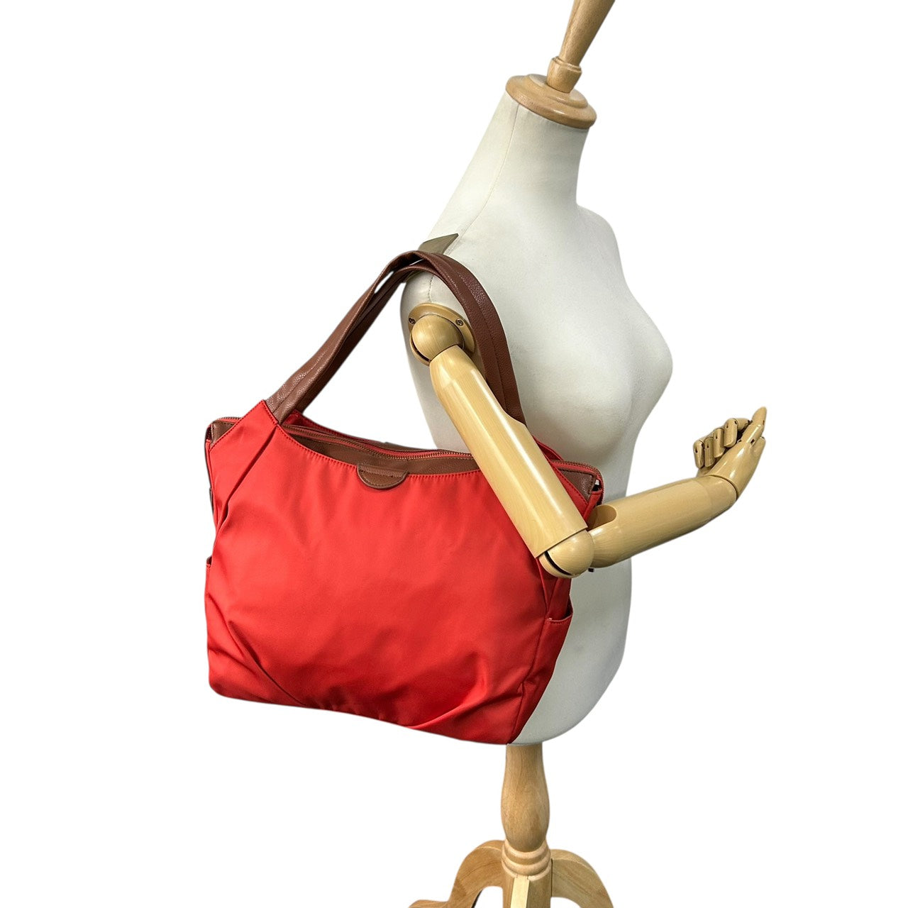 マックレガー McGREGOR ナイロン×レザー トートバッグ ショルダーバッグ オレンジ 茶色 ブラウン 大容量 通勤 T3