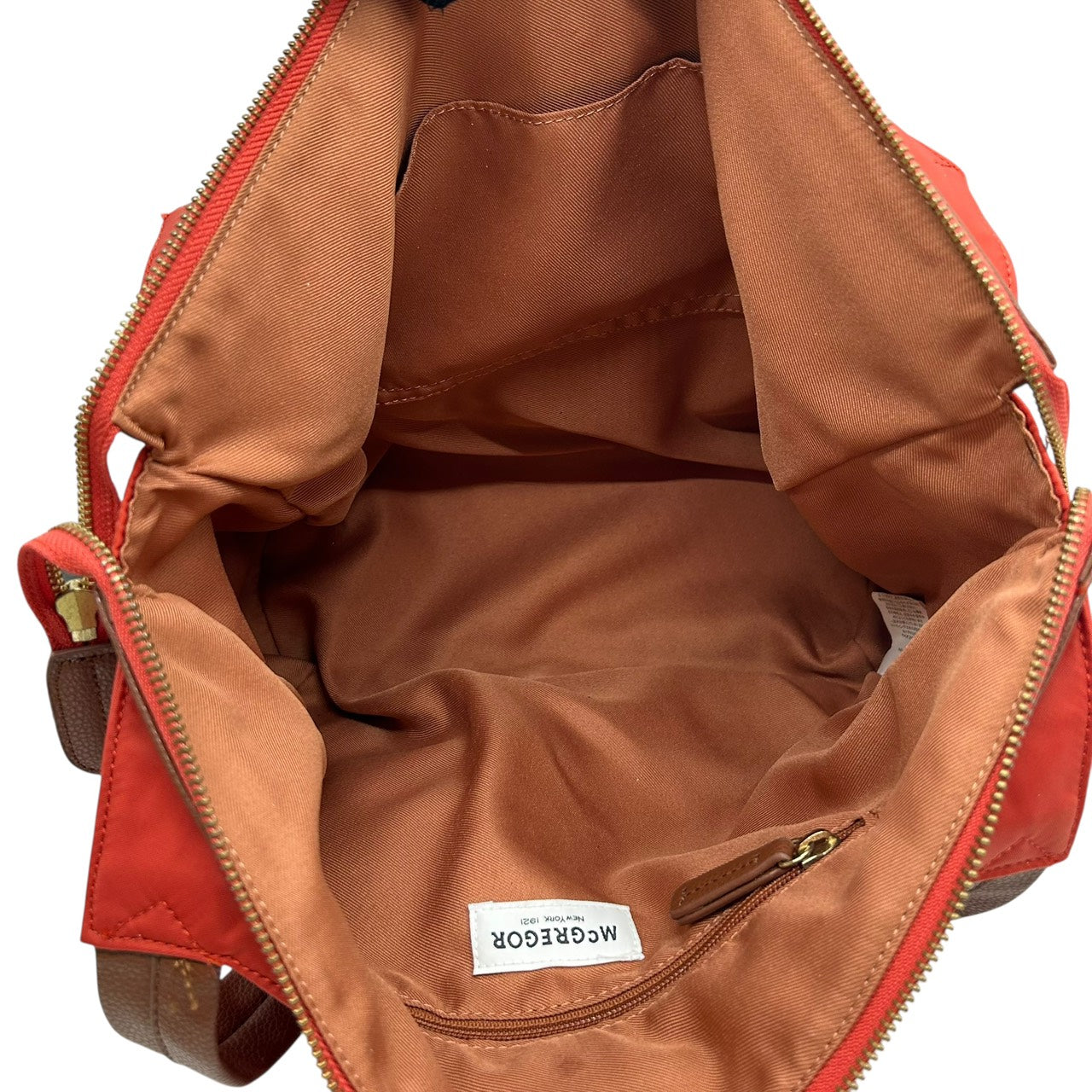 マックレガー McGREGOR ナイロン×レザー トートバッグ ショルダーバッグ オレンジ 茶色 ブラウン 大容量 通勤 T3