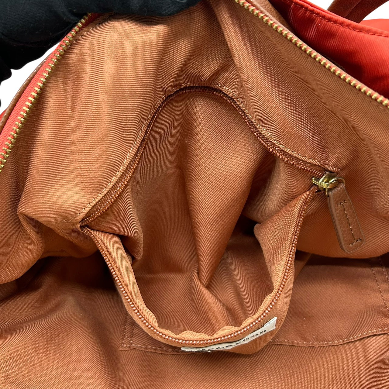 マックレガー McGREGOR ナイロン×レザー トートバッグ ショルダーバッグ オレンジ 茶色 ブラウン 大容量 通勤 T3