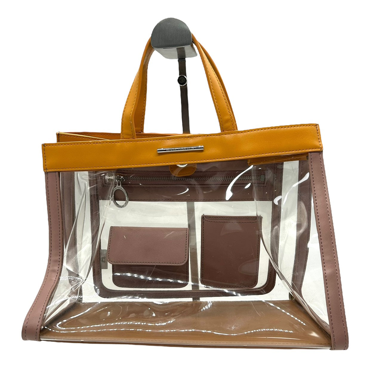 サマンサタバサ Samantha Thavasa トートバッグ クリア PVC レザー イエロー ベージュ×マスタード インナーポーチ付き S60