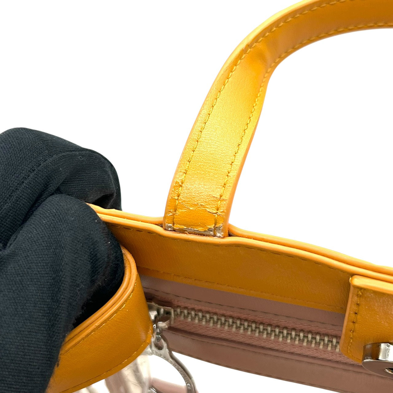 サマンサタバサ Samantha Thavasa トートバッグ クリア PVC レザー イエロー ベージュ×マスタード インナーポーチ付き S60