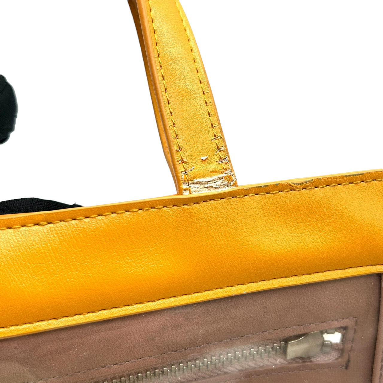 サマンサタバサ Samantha Thavasa トートバッグ クリア PVC レザー イエロー ベージュ×マスタード インナーポーチ付き S60