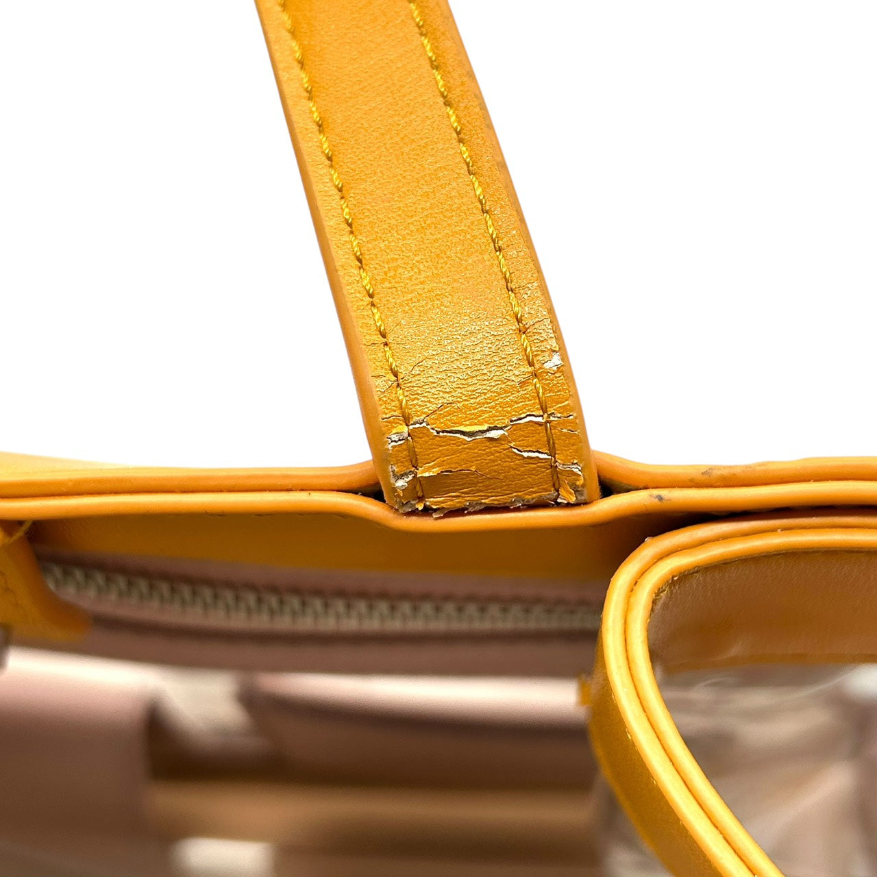 サマンサタバサ Samantha Thavasa トートバッグ クリア PVC レザー イエロー ベージュ×マスタード インナーポーチ付き S60