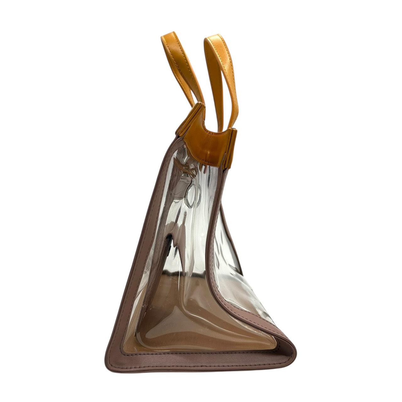 サマンサタバサ Samantha Thavasa トートバッグ クリア PVC レザー イエロー ベージュ×マスタード インナーポーチ付き S60