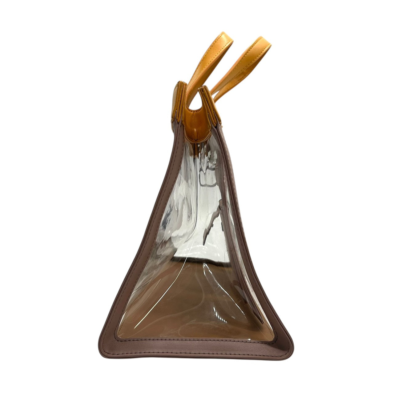 サマンサタバサ Samantha Thavasa トートバッグ クリア PVC レザー イエロー ベージュ×マスタード インナーポーチ付き S60