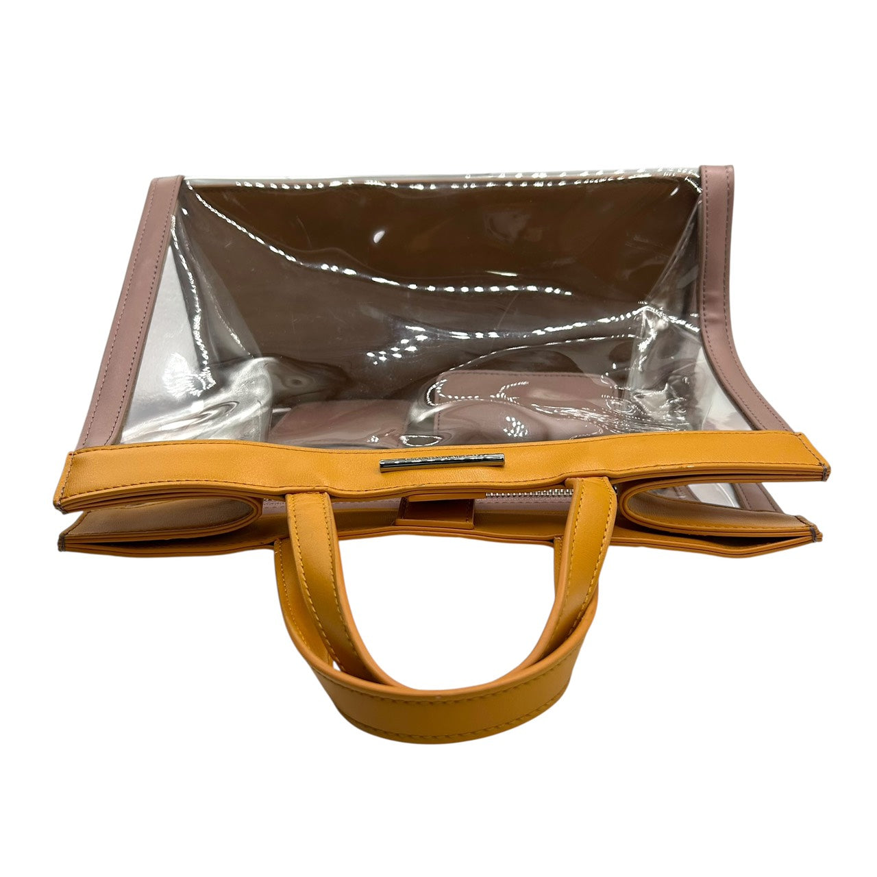 サマンサタバサ Samantha Thavasa トートバッグ クリア PVC レザー イエロー ベージュ×マスタード インナーポーチ付き S60