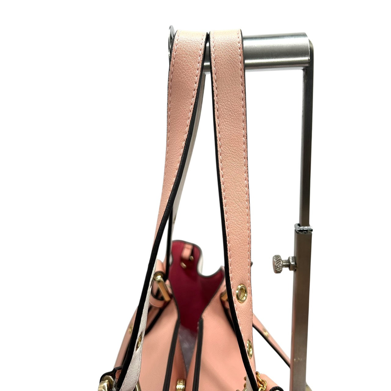 美品 サマンサタバサ Samantha Thavasa トートバッグ 2トーン ピンク×ホワイト 白 レザー ハート金具 リボンチャーム付き S66