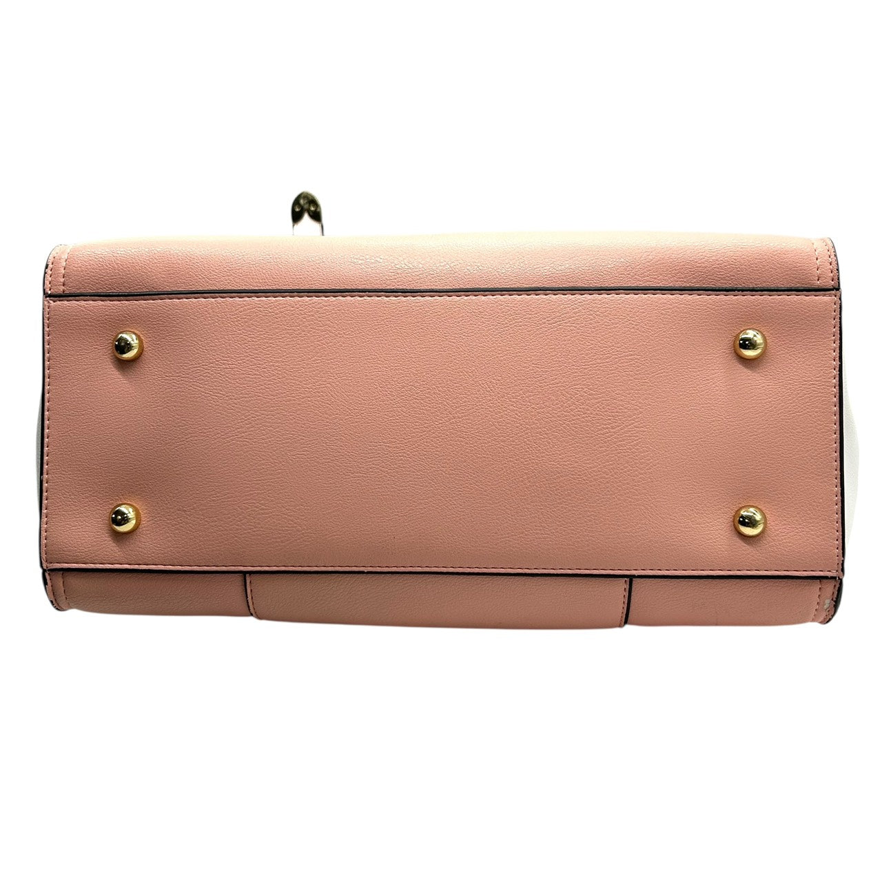 美品 サマンサタバサ Samantha Thavasa トートバッグ 2トーン ピンク×ホワイト 白 レザー ハート金具 リボンチャーム付き S66