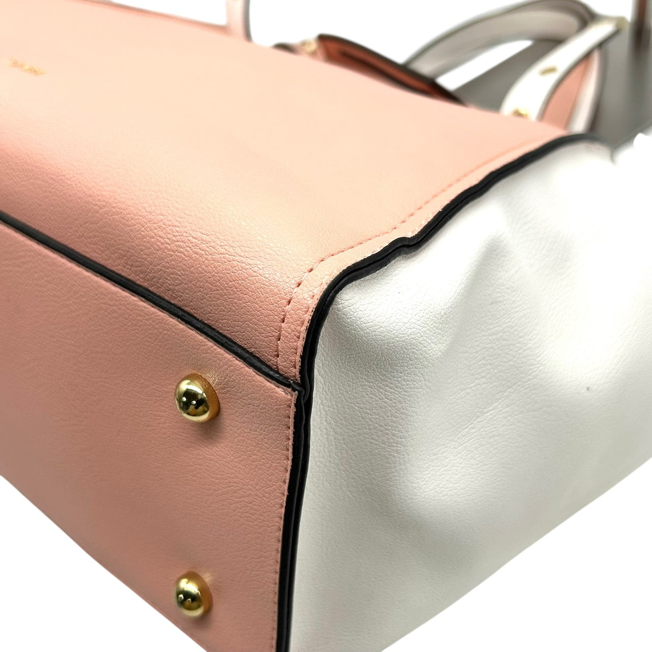 美品 サマンサタバサ Samantha Thavasa トートバッグ 2トーン ピンク×ホワイト 白 レザー ハート金具 リボンチャーム付き S66