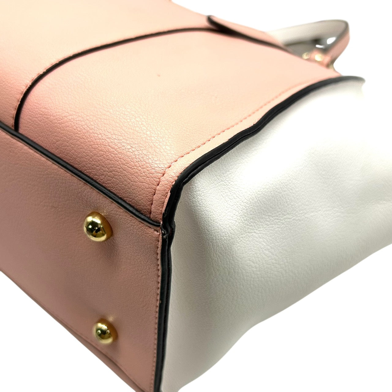 美品 サマンサタバサ Samantha Thavasa トートバッグ 2トーン ピンク×ホワイト 白 レザー ハート金具 リボンチャーム付き S66