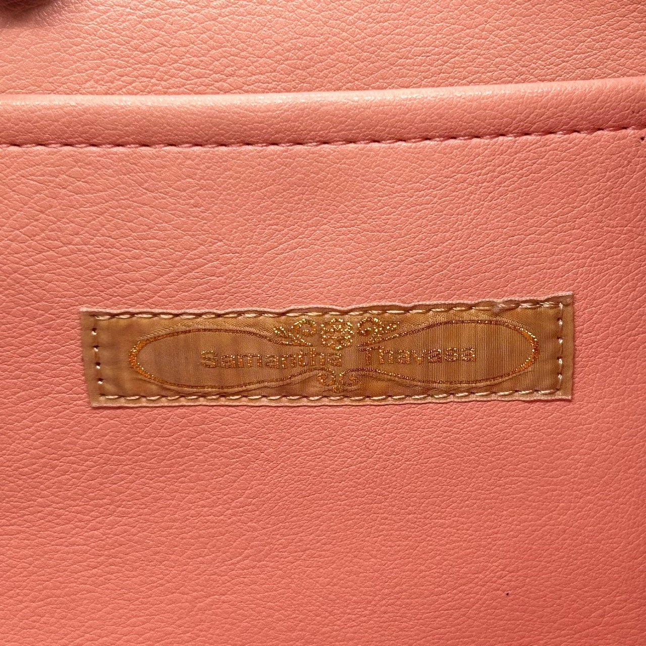 美品 サマンサタバサ Samantha Thavasa トートバッグ 2トーン ピンク×ホワイト 白 レザー ハート金具 リボンチャーム付き S66