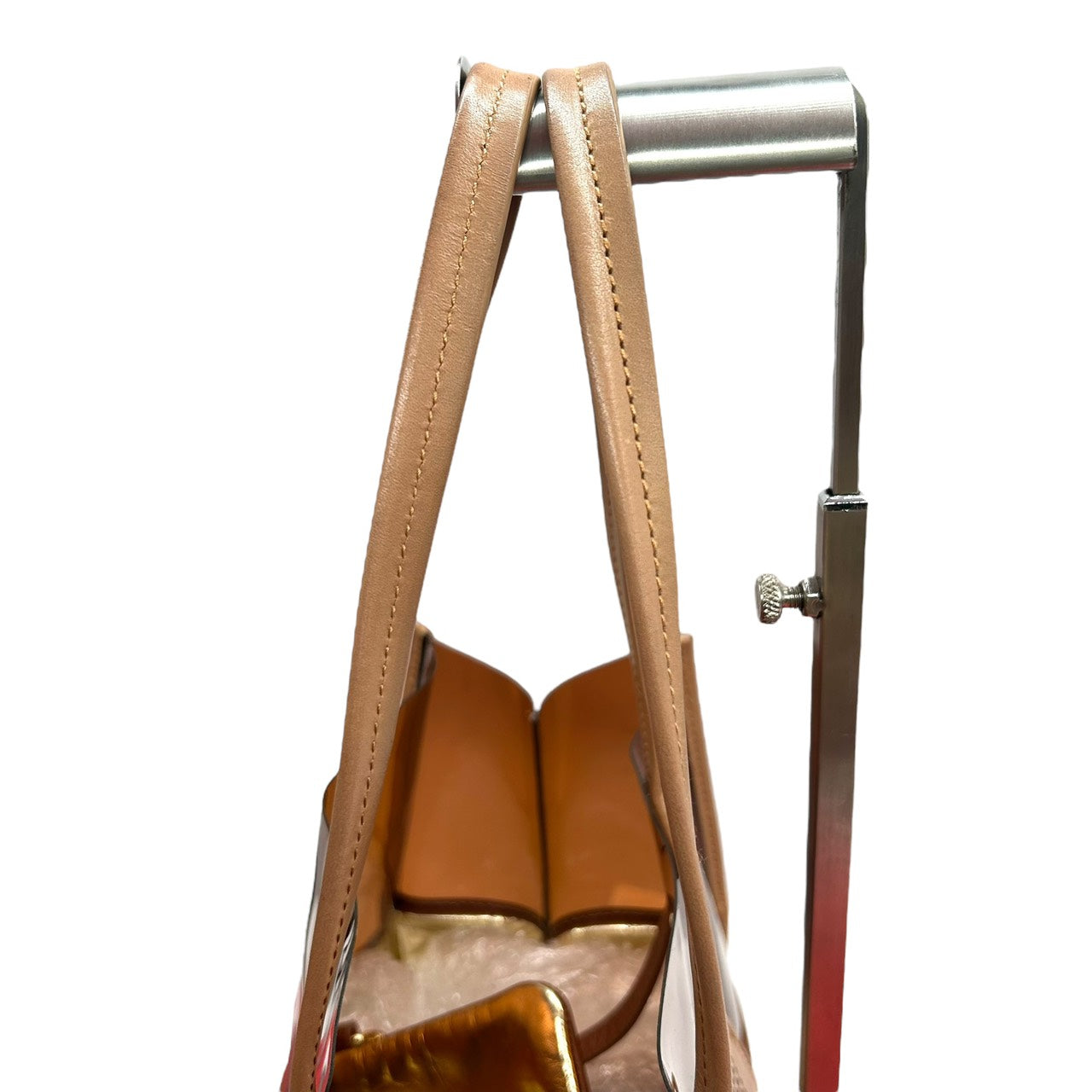 トリーバーチ TORY BURCH トートバッグ PVC クリア レザー 茶色 ブラウン系 パンチングロゴ ダブルT 上品 おしゃれ S66