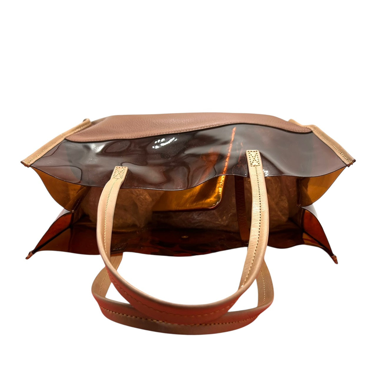 トリーバーチ TORY BURCH トートバッグ PVC クリア レザー 茶色 ブラウン系 パンチングロゴ ダブルT 上品 おしゃれ S66