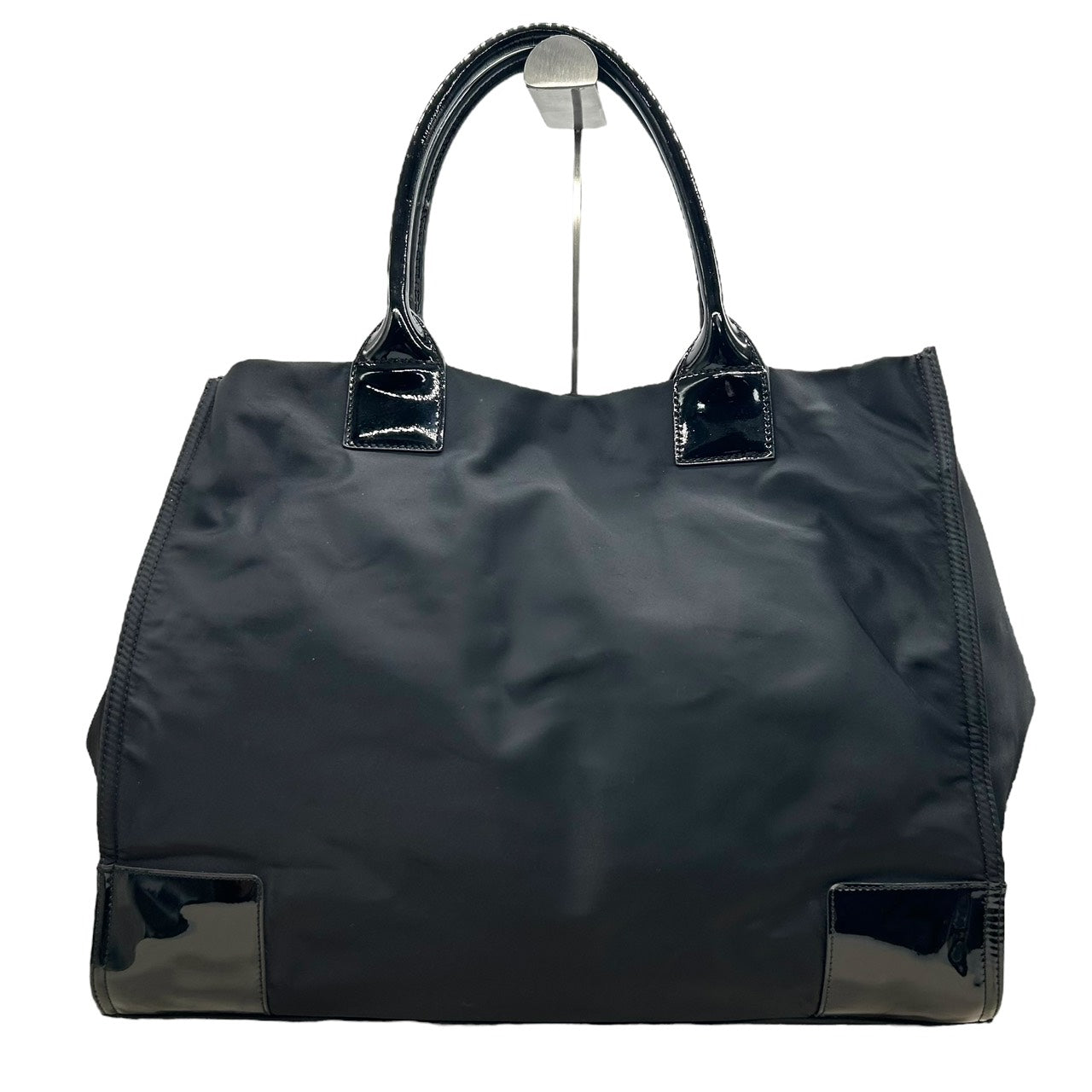 トリーバーチ TORY BURCH トートバッグ エラ ナイロン×エナメル 黒 ブラック 大容量 軽量 ダブルTロゴ T7