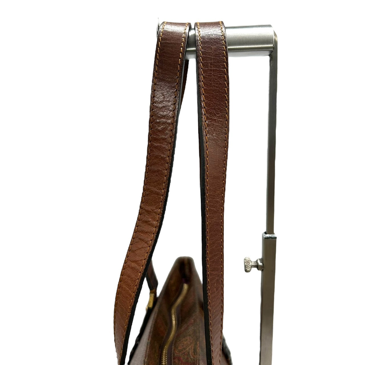 エトロ ETRO トートバッグ ペイズリー柄 レザーコンビ 茶色 ブラウン系 編み込みハンドル 上品 高級 S26