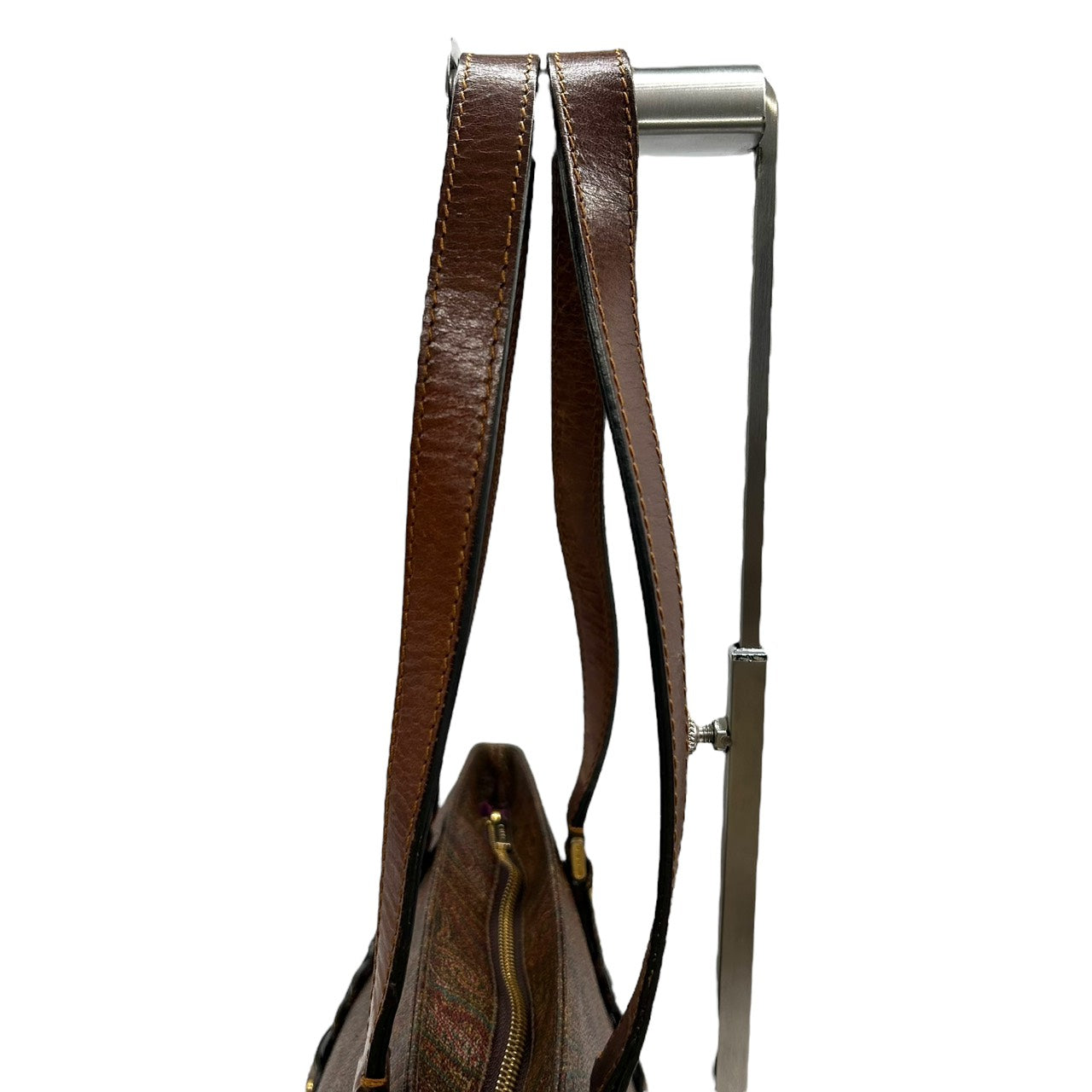 エトロ ETRO トートバッグ ペイズリー柄 レザーコンビ 茶色 ブラウン系 編み込みハンドル 上品 高級 S26