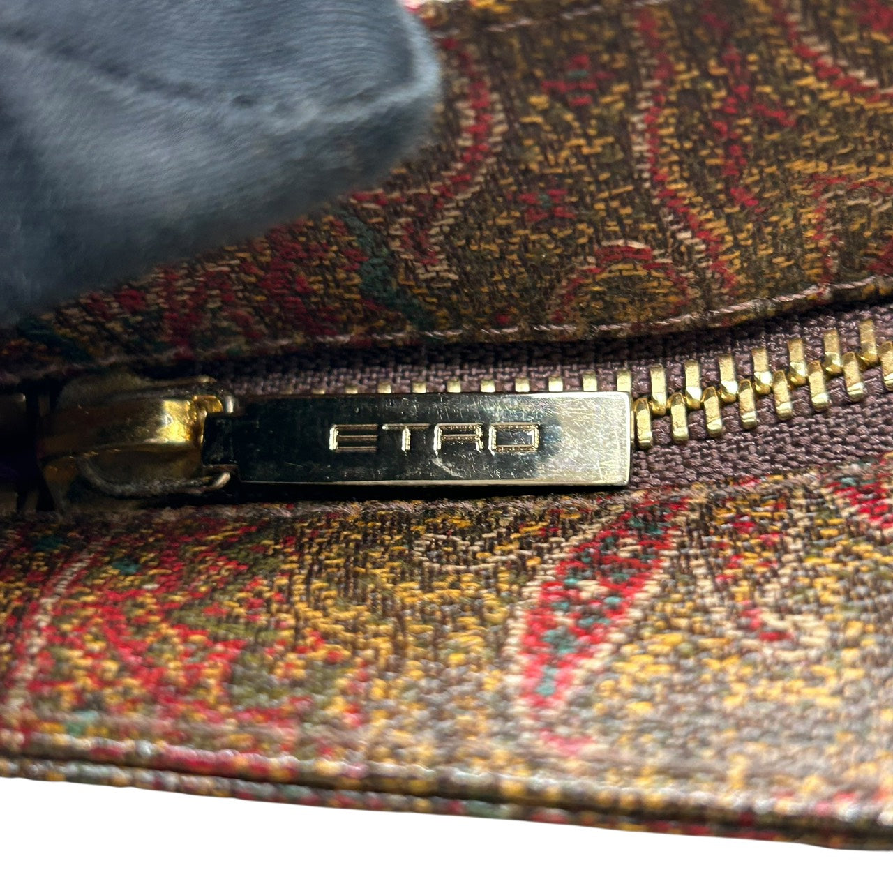 エトロ ETRO トートバッグ ペイズリー柄 レザーコンビ 茶色 ブラウン系 編み込みハンドル 上品 高級 S26