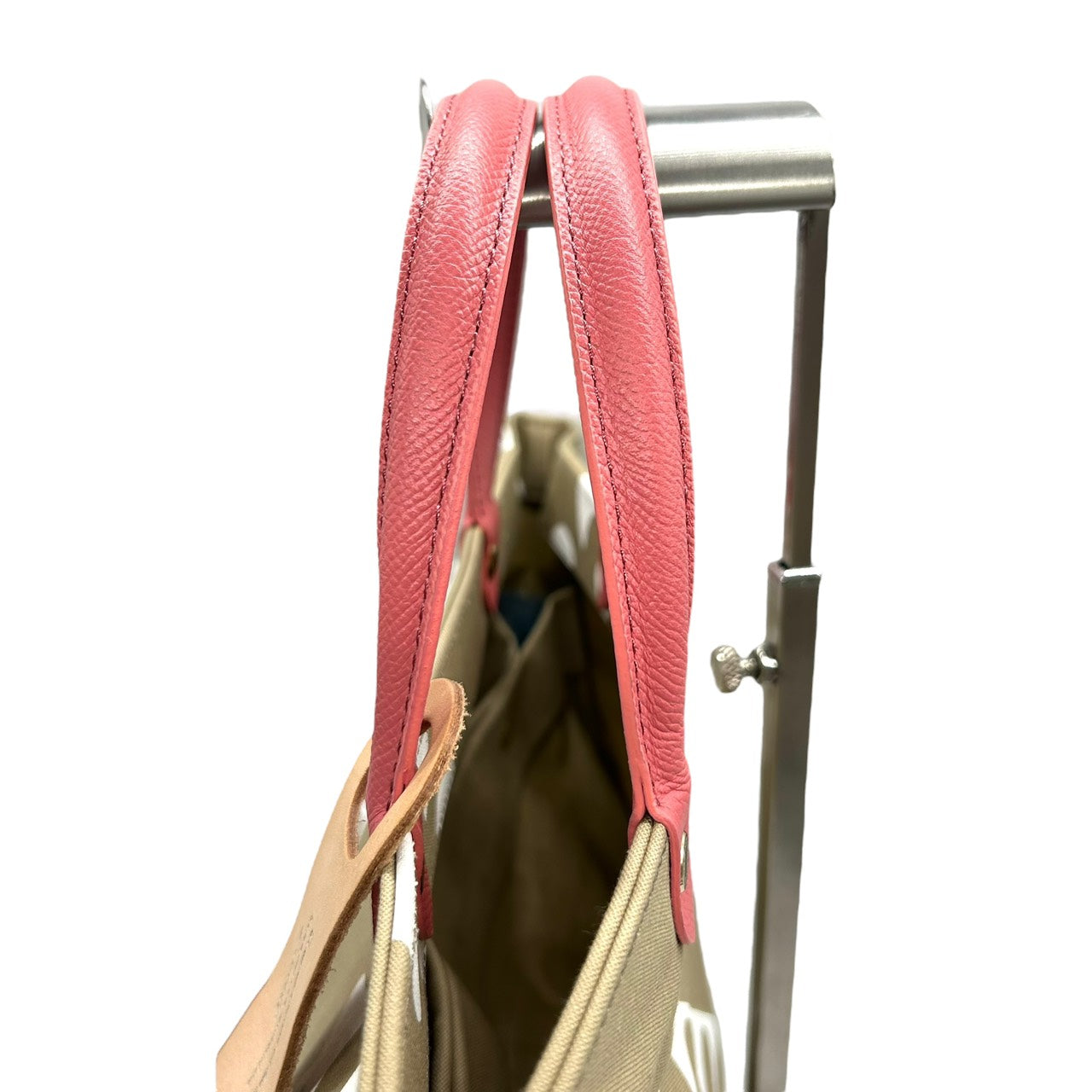 新品同様 ラシット russet トートバッグ ハンドバッグ ナイロン×レザー 白 ホワイト ベージュ ピンクハンドル A4収納可 軽量 上品 S26