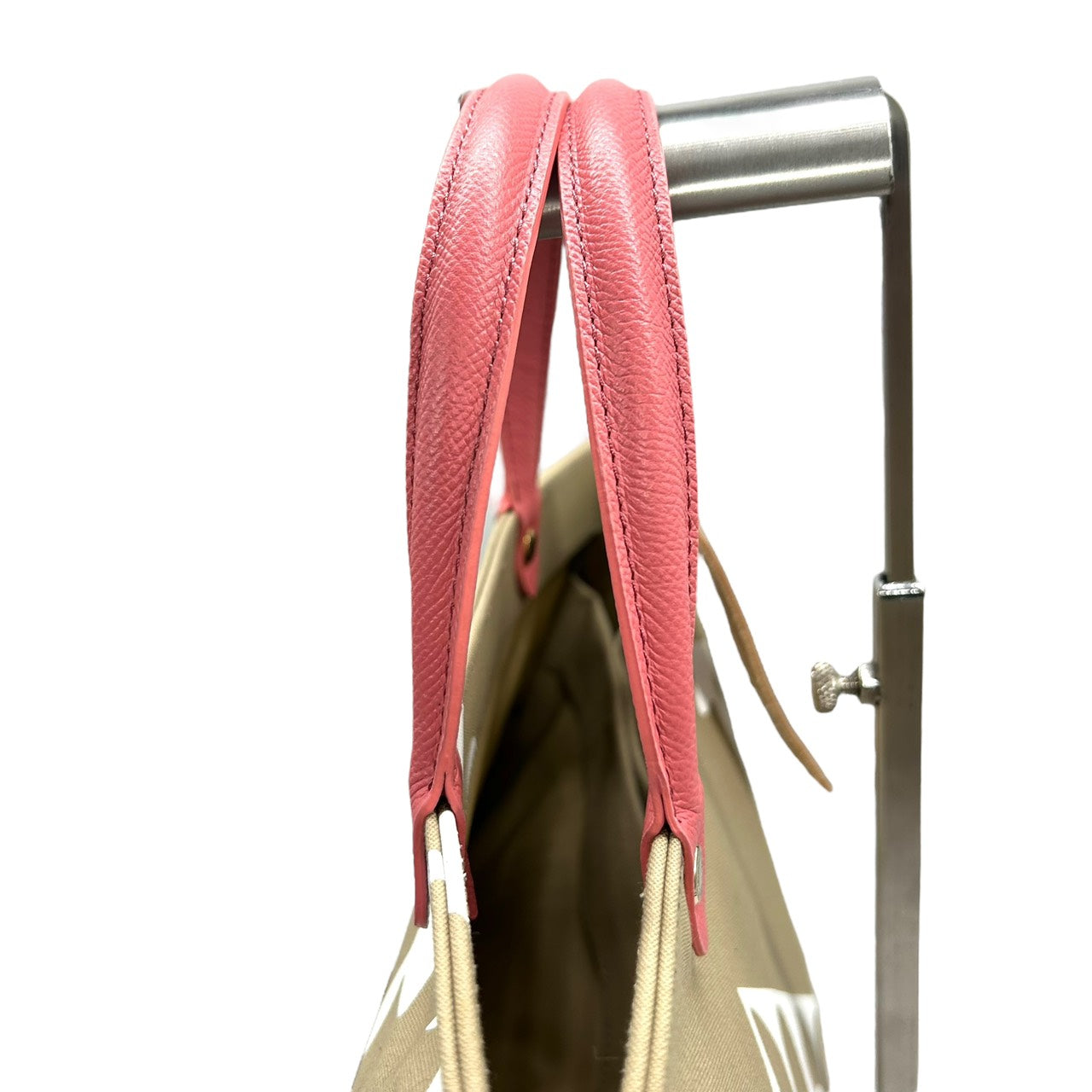 新品同様 ラシット russet トートバッグ ハンドバッグ ナイロン×レザー 白 ホワイト ベージュ ピンクハンドル A4収納可 軽量 上品 S26